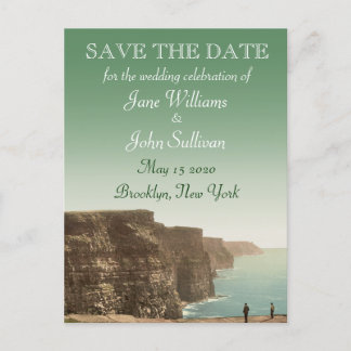 Cartão Postal De Anúncio Tema de Casamento Irlandês Falésias de Moher Salva