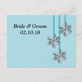 Cartão Postal De Anúncio Tema Floco de Neve do casamento no inverno Salvar