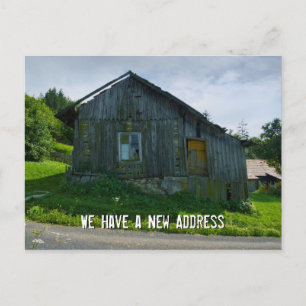 Cartão Postal De Anúncio Temos um novo endereço  Funny