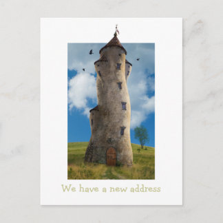 Cartão Postal De Anúncio Temos um novo endereço | Torre Familiar Engraçado