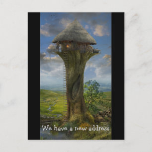 Cartão Postal De Anúncio Temos um novo endereço   Treehouse