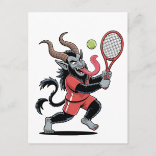 Cartão Postal De Anúncio Tênis Krampus Natal Demônio da Quadra de Tênis