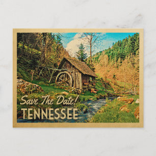 Cartão Postal De Anúncio Tennessee Salve a Data Cabana Rústica Mill Woods