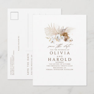 Cartão Postal De Anúncio Terra Brown Floral Boho Exótico Salvar Data