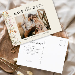 Cartão Postal De Anúncio Terracota Flor de Campo Floral Colorida Casamento