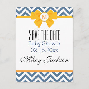 Cartão Postal De Anúncio Teste padrão de ziguezague azul & branco