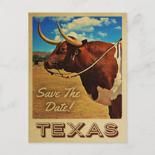 Cartão Postal De Anúncio Texas Save The Date Vintage Country Western