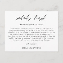Cartão Postal De Anúncio Tipografia de Adiamento de Casamento Segurança em 