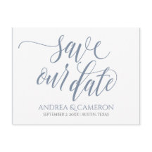 Tipografia de Casamento Save-the-Date- Azul Empoei