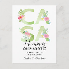 Cartão Postal De Anúncio Tipografia Floral Nova Casa Lar
