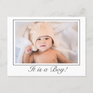 Cartão Postal De Anúncio Tipografia Mínima de Foto do Baby Boy Modern