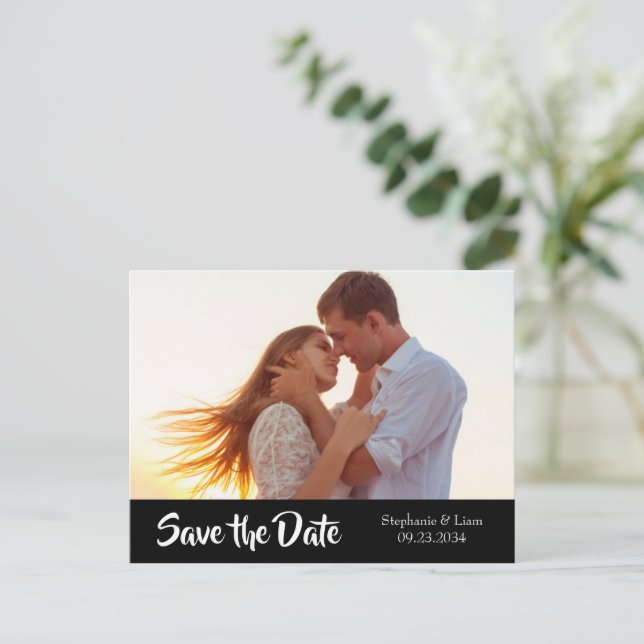 Cartão Postal De Anúncio Tipografia Moderna Personalizada Salve a Data (Em pé/Frente)