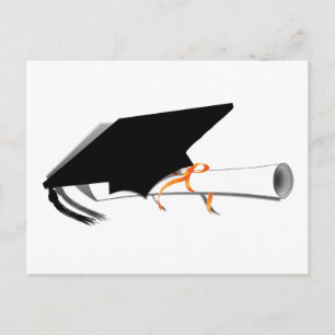 Cartão Postal De Anúncio Toca do Chapéu de Formatura Com Diploma