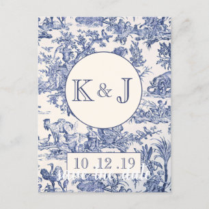 Cartão Postal De Anúncio Toile Azul e Branco