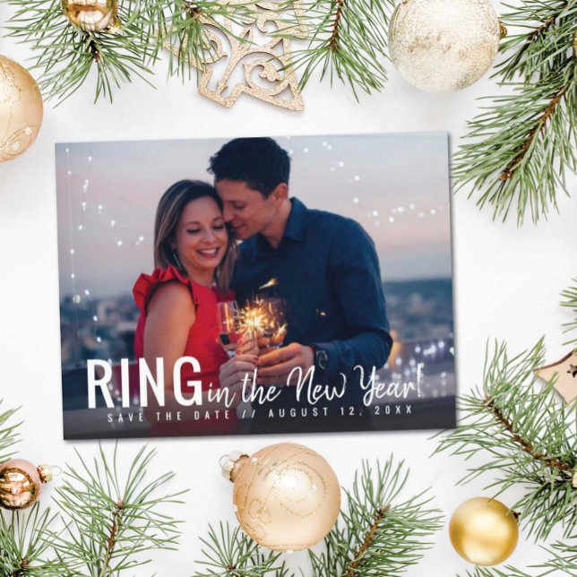 Cartão Postal De Anúncio Toque no Ano Novo Foto Salvar a Data (Criador carregado)