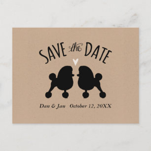 Cartão Postal De Anúncio Toy Poodle Silhouettes Casamento Salve a Data