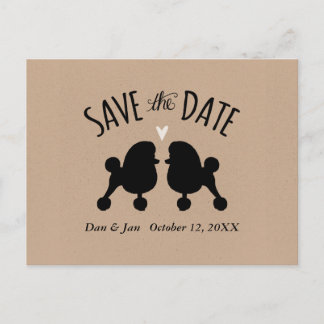 Cartão Postal De Anúncio Toy Poodle Silhouettes Casamento Salve a Data