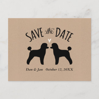 Cartão Postal De Anúncio Toy Poodle Silhouettes Casamento Salve a Data