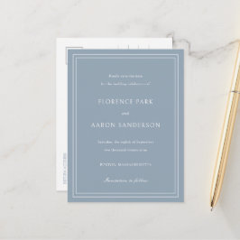 Cartão Postal De Anúncio Tradicional Save the Date de Casamento em Azul Poe