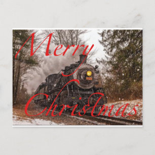 Cartão Postal De Anúncio Trem Na Neve Feliz Natal