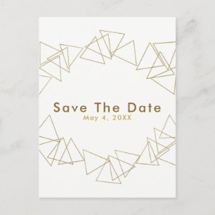 Cartão Postal De Anúncio Triângulos Geométricos Dourados Glam Save the Date