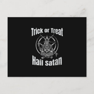 Cartão Postal De Anúncio Trick or Treat Louve Satan Pentagrama Cabra