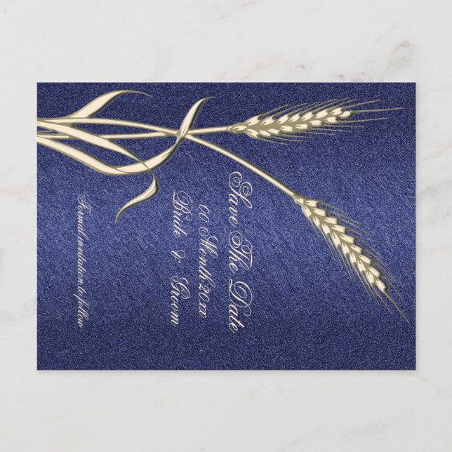 Cartão Postal De Anúncio Trigo azul país "salve a data" (Frente)