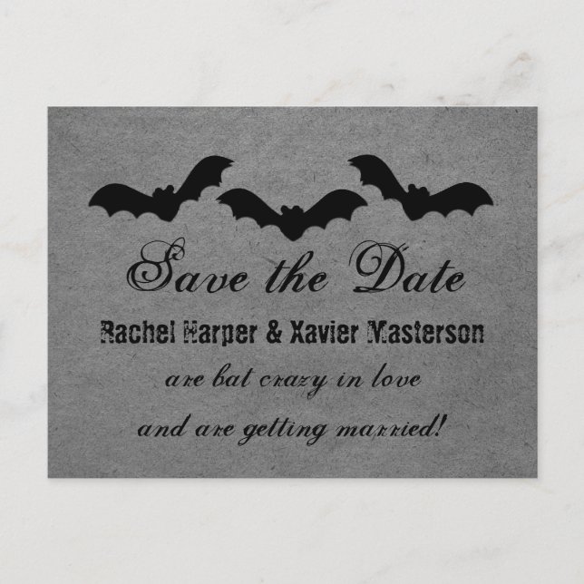 Cartão Postal De Anúncio Trio de Bats Halloween Salve o Cartão-Postal de Da (Frente)