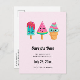 Cartão Postal De Anúncio Trio de Sorvete Yummy Vibe de Verão