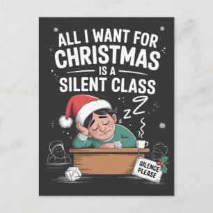 Cartão Postal De Anúncio Tudo o que eu quero no Natal é uma professora sile