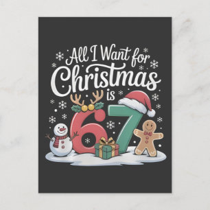 Cartão Postal De Anúncio Tudo o que Quero para o Natal é 67 Sessenta e Sete