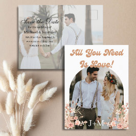 Cartão Postal De Anúncio tudo o que você precisa é amor, boho 2 fotos save 