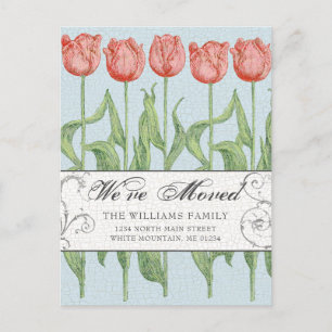 Cartão Postal De Anúncio Tulipa Floral Rosa Antigo em Movimento