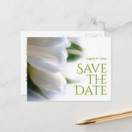 Cartão Postal De Anúncio Tulipas Elegantes Brancas Save the Date