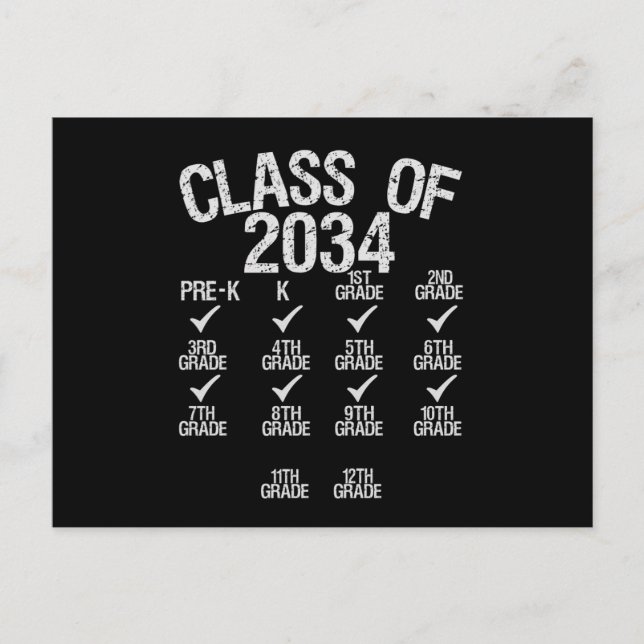 Cartão Postal De Anúncio Turma De 2034 Cresça Comigo Graduação 6º Ano (Frente)
