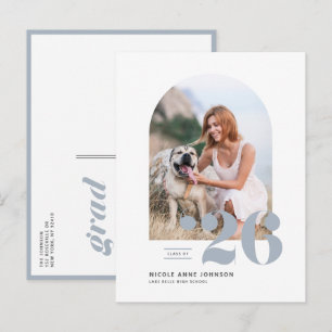 Cartão Postal De Anúncio Turma Dusty Blue de 2026 Foto de Formatura Arquivo