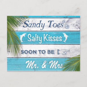 Cartão Postal De Anúncio Turquesa Sandy Toes Salty Kisses Salty Salve a dat