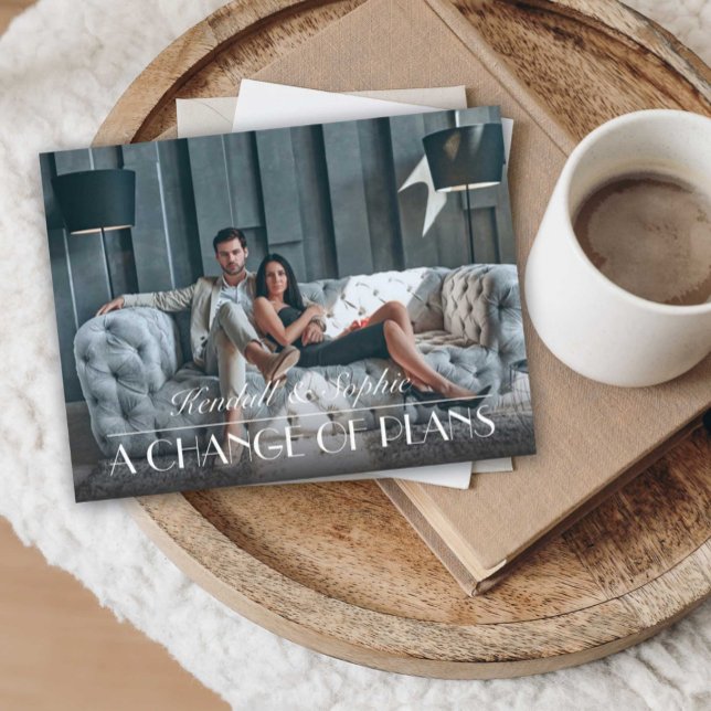 Cartão Postal De Anúncio Uma Mudança de Planos Atualização de Casamento Fot (Criador carregado)