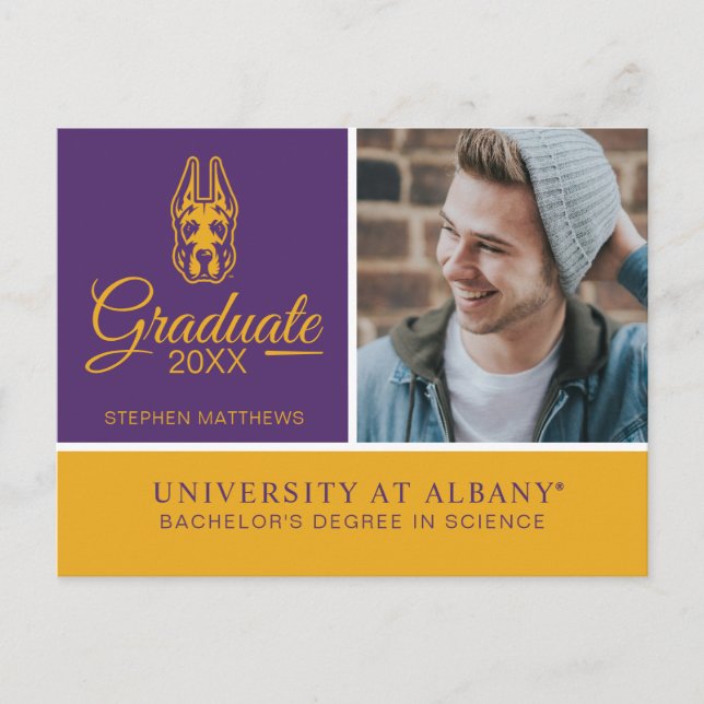 Cartão Postal De Anúncio Universidade de Albany Great Dane Mascot Head (Frente)