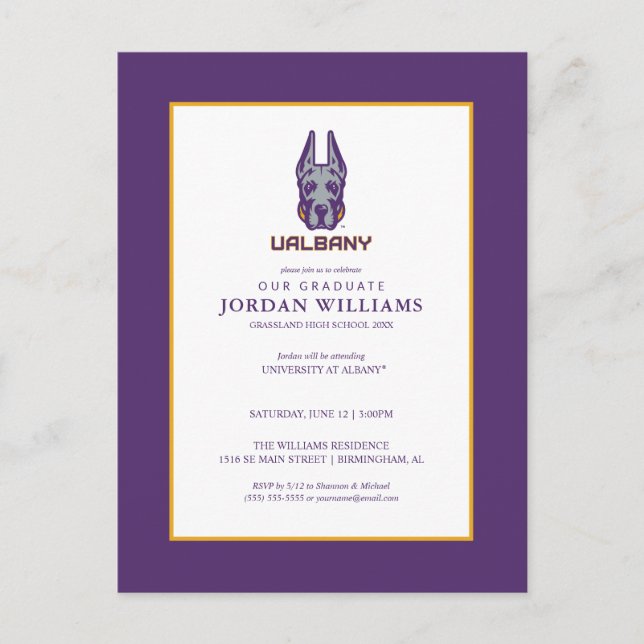 Cartão Postal De Anúncio Universidade de Albany Great Danes (Frente)