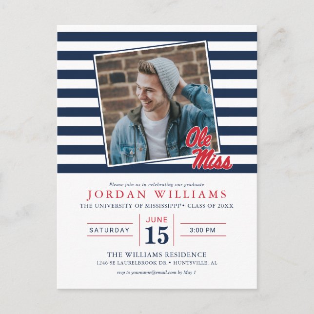Cartão Postal De Anúncio Universidade de Mississippi | Ole Miss Script (Frente)