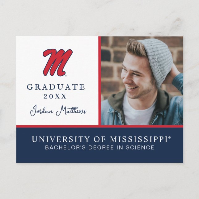 Cartão Postal De Anúncio Universidade do Mississippi | Script M (Frente)