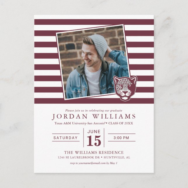 Cartão Postal De Anúncio Universidade do Texas A&M - San Antonio | Jaguares (Frente)