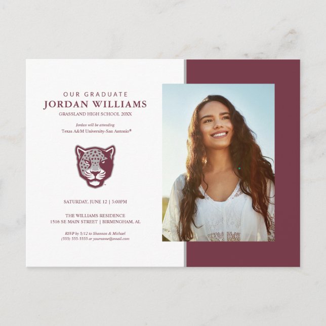 Cartão Postal De Anúncio Universidade Texas A&M-San Antonio | Jaguars (Frente)