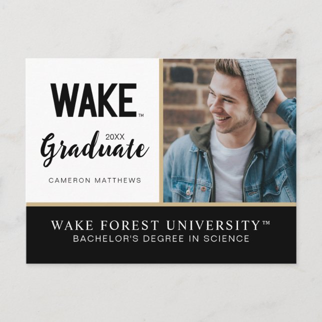 Cartão Postal De Anúncio Universidade Wake Forest | Wake Wordmark (Frente)