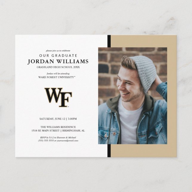 Cartão Postal De Anúncio Universidade Wake Forest | WF (Frente)