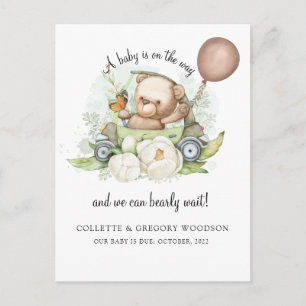 Cartão Postal De Anúncio Urso Boho Teddy Marrom Salvia Verde Bearly Wait  A