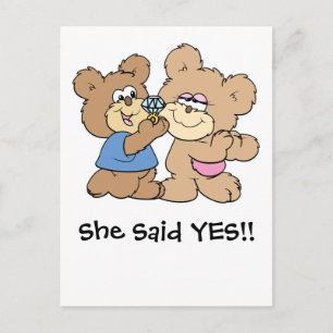 Cartão Postal De Anúncio urso de casamento proposta