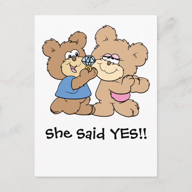 Cartão Postal De Anúncio urso de casamento proposta (Frente)