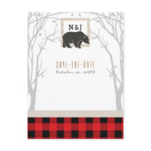 Urso Rústico Vermelho Xadrez Floresta Casamento Sa